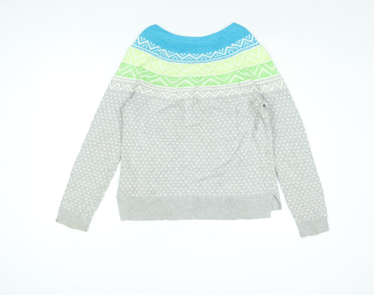 Gap Womens Grey Round Neck Polka Dot Cotton Pullover Jumper Size M