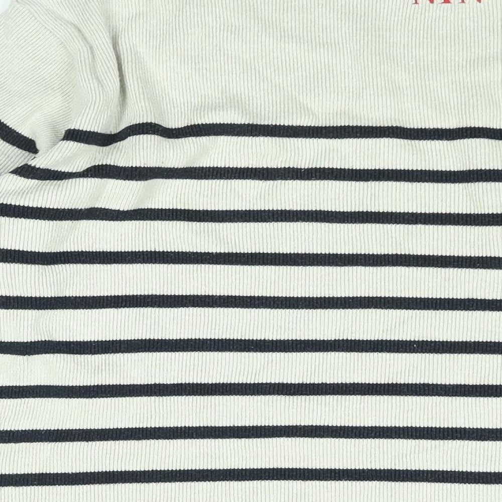 Normal Norfolk Womens Ivory Boat Neck Striped Cotton Pullover Jumper Size L