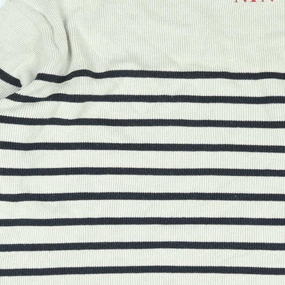 Normal Norfolk Womens Ivory Boat Neck Striped Cotton Pullover Jumper Size L