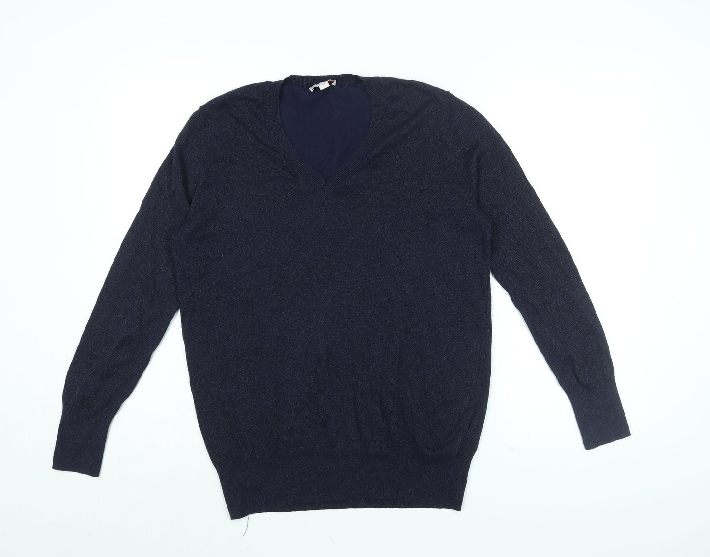 Gap Womens Blue V-Neck Cotton Pullover Jumper Size M