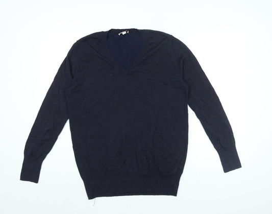 Gap Womens Blue V-Neck Cotton Pullover Jumper Size M