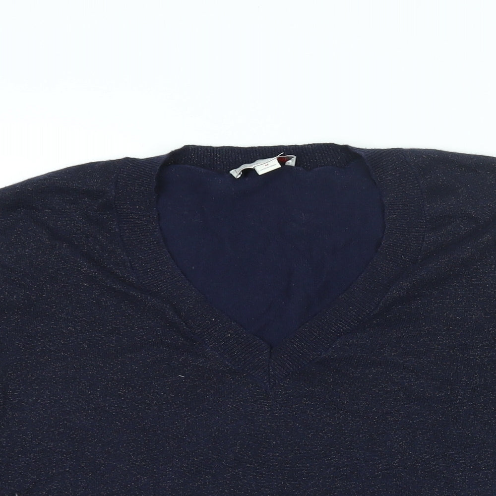 Gap Womens Blue V-Neck Cotton Pullover Jumper Size M