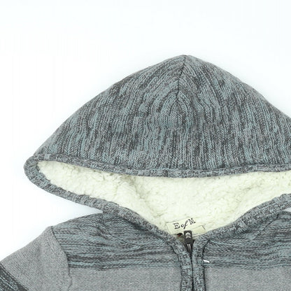 E Of M Boys Grey Striped Cotton Full Zip Hoodie Size 4-5 Years Zip