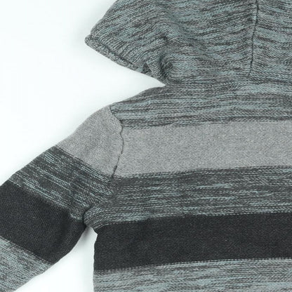 E Of M Boys Grey Striped Cotton Full Zip Hoodie Size 4-5 Years Zip