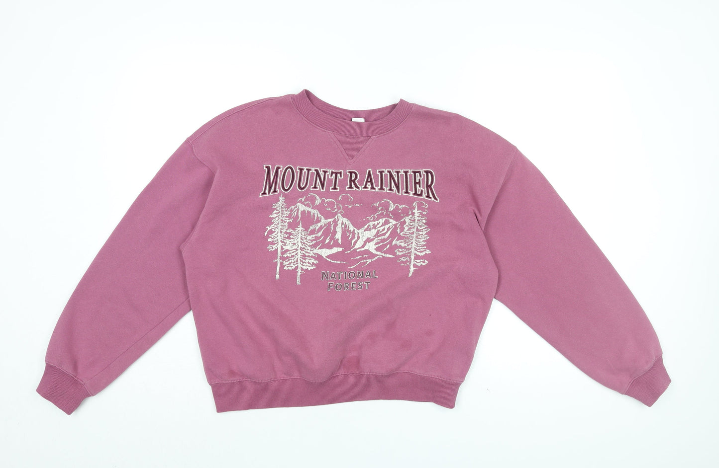 H&M Womens Pink Cotton Pullover Sweatshirt Size S Pullover - Mount Rainier National Forest