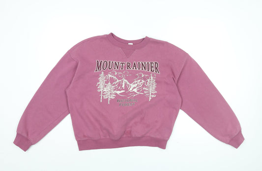 H&M Womens Pink Cotton Pullover Sweatshirt Size S Pullover - Mount Rainier National Forest