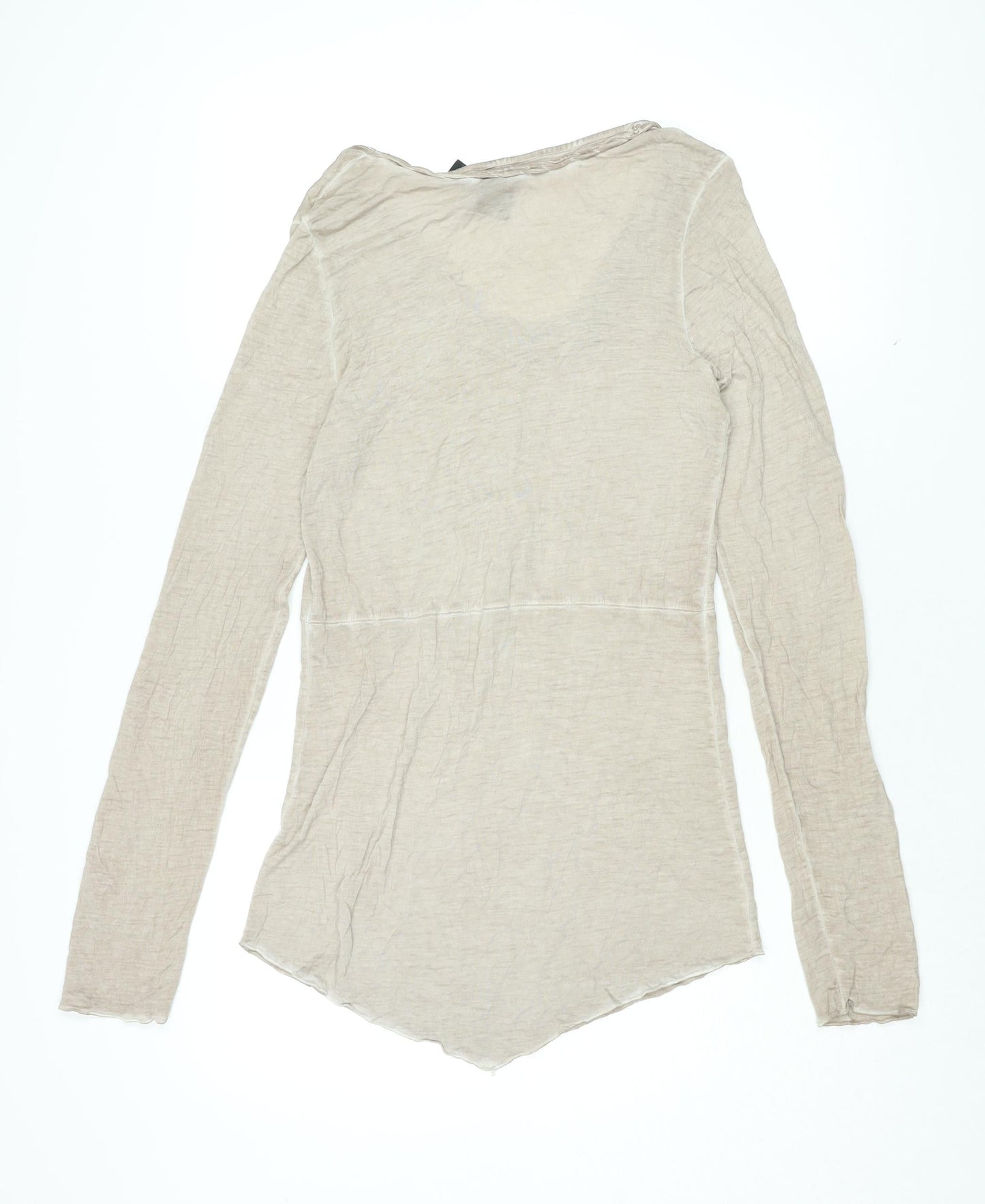 Nu by Staff Woman Womens Beige Cotton Basic T-Shirt Size M Scoop Neck