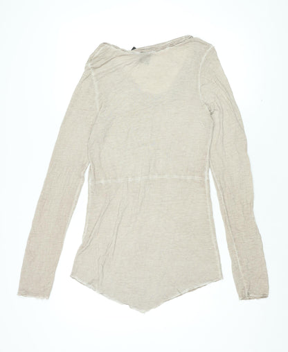 Nu by Staff Woman Womens Beige Cotton Basic T-Shirt Size M Scoop Neck