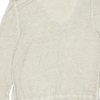 Nu by Staff Woman Womens Beige Cotton Basic T-Shirt Size M Scoop Neck