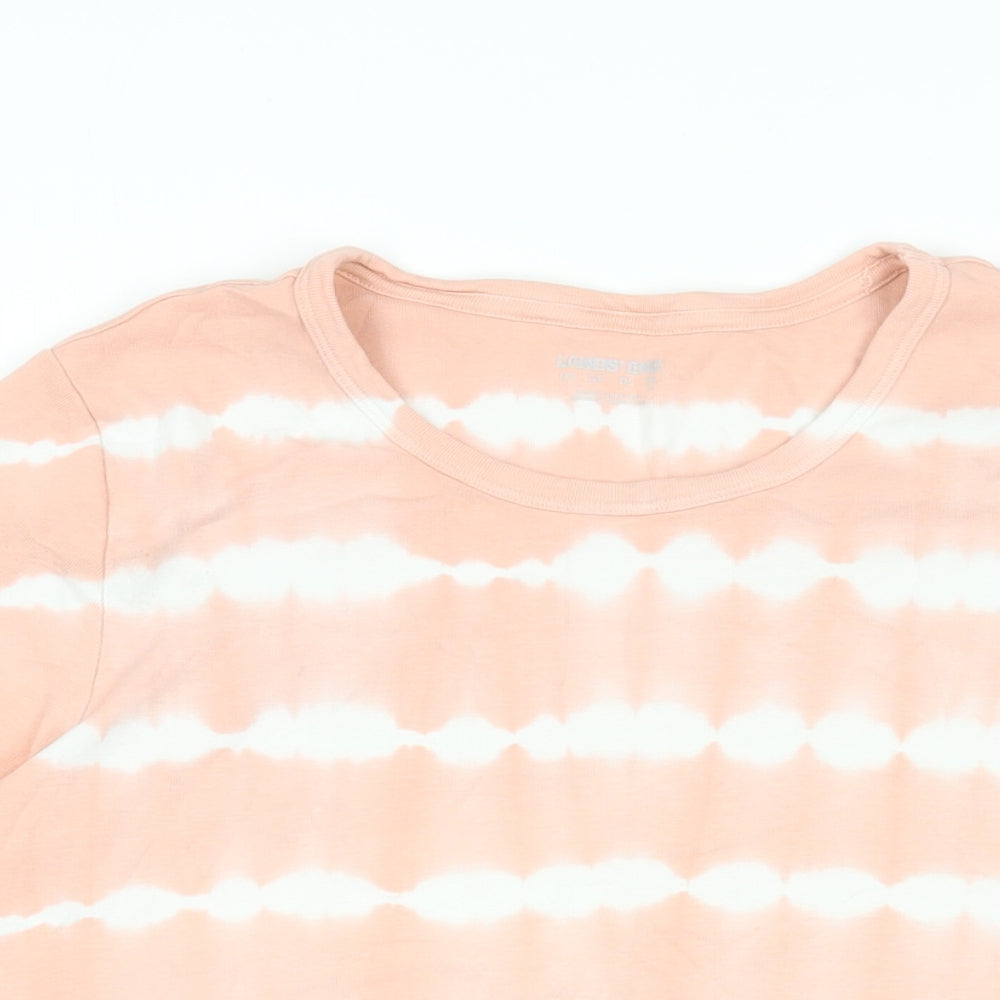 Lands' End Womens Pink Geometric Cotton Basic T-Shirt Size L Round Neck - Tie Dye