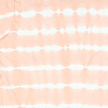 Lands' End Womens Pink Geometric Cotton Basic T-Shirt Size L Round Neck - Tie Dye