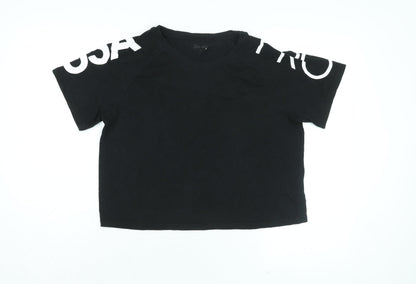 Womens UK Size 10 USA Pro Black Basic T-Shirt