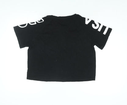 Womens UK Size 10 USA Pro Black Basic T-Shirt