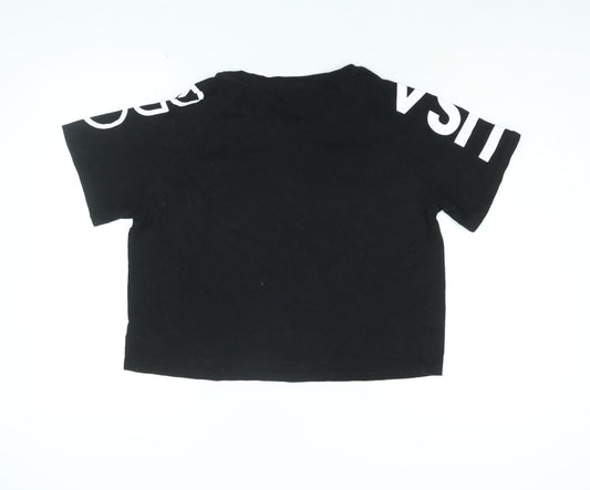 Womens UK Size 10 USA Pro Black Basic T-Shirt