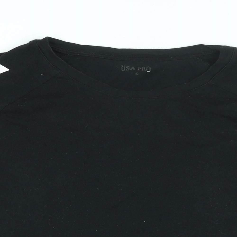 Womens UK Size 10 USA Pro Black Basic T-Shirt
