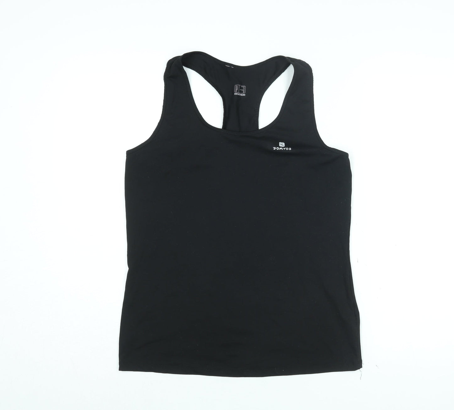 DECATHLON Womens Black Polyester Basic Tank Size M Round Neck Pullover