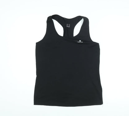 DECATHLON Womens Black Polyester Basic Tank Size M Round Neck Pullover
