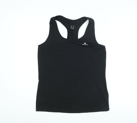 DECATHLON Womens Black Polyester Basic Tank Size M Round Neck Pullover