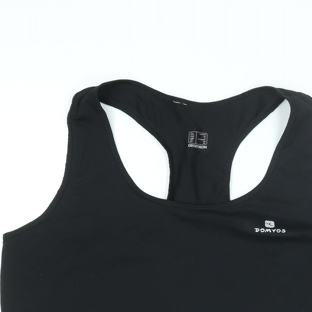 DECATHLON Womens Black Polyester Basic Tank Size M Round Neck Pullover
