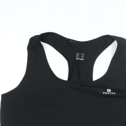 DECATHLON Womens Black Polyester Basic Tank Size M Round Neck Pullover