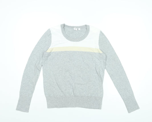 Gap Womens Grey Round Neck Cotton Pullover Jumper Size S