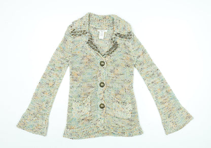Vertigo Womens Multicoloured Collared Acrylic Cardigan Jumper Size S