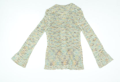 Vertigo Womens Multicoloured Collared Acrylic Cardigan Jumper Size S