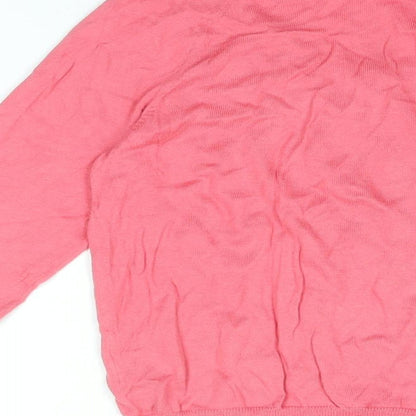 Nougat Womens Pink Round Neck Floral Cotton Cardigan Jumper Size 12