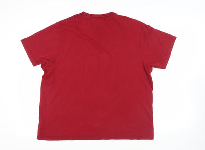 Maine New England Mens Red Cotton T-Shirt Size L Crew Neck - Logo
