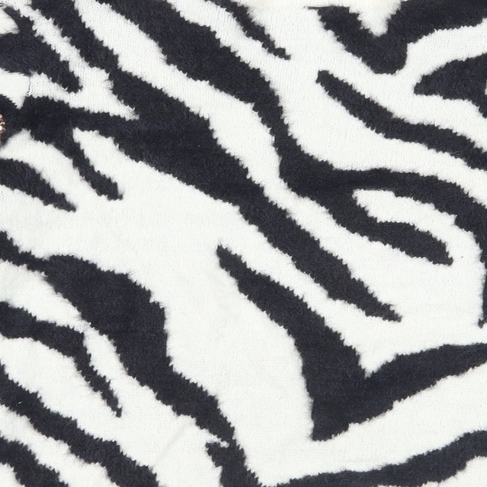 Sonder Girls Black Crew Neck Animal Print Nylon Pullover Jumper Size 10-11 Years Pullover - Zebra Print Sequins