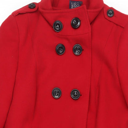 Womens UK Size 12 Marks and Spencer Red Pea Coat