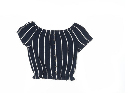 Womens UK Size XS H&M Blue Cropped Blouse