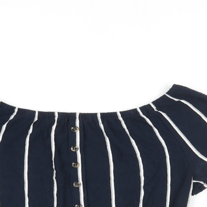 Womens UK Size XS H&M Blue Cropped Blouse