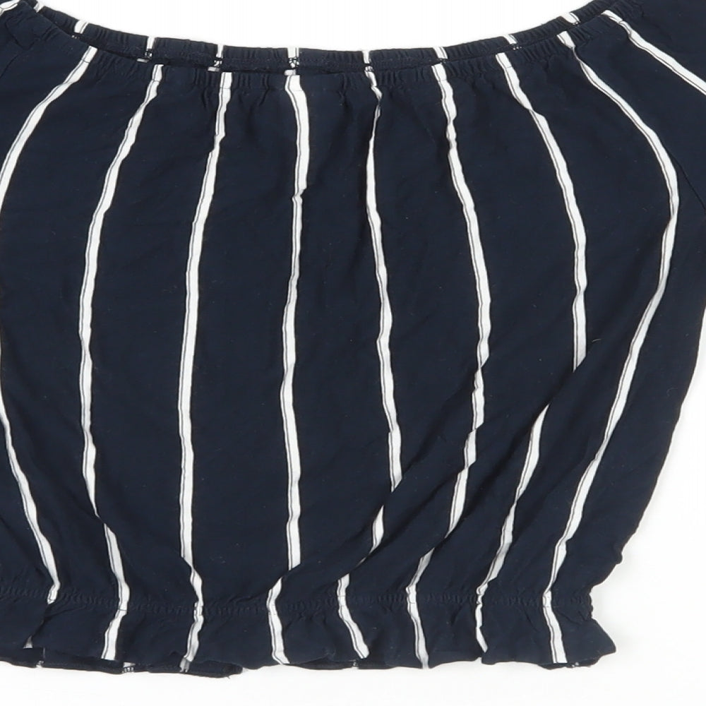 Womens UK Size XS H&M Blue Cropped Blouse