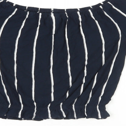 Womens UK Size XS H&M Blue Cropped Blouse