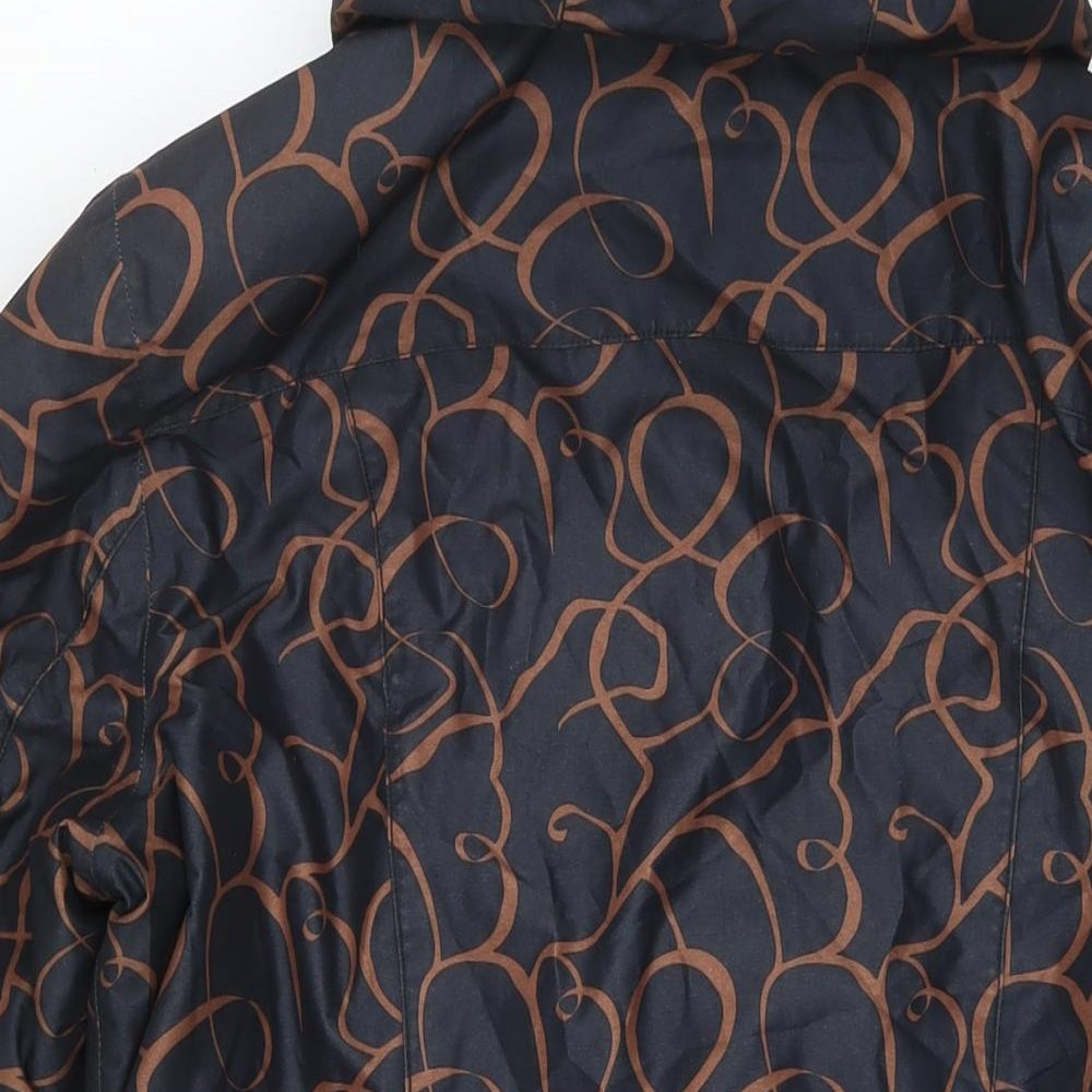 Barbara Lebek Womens Black Geometric Jacket Size 14 Zip