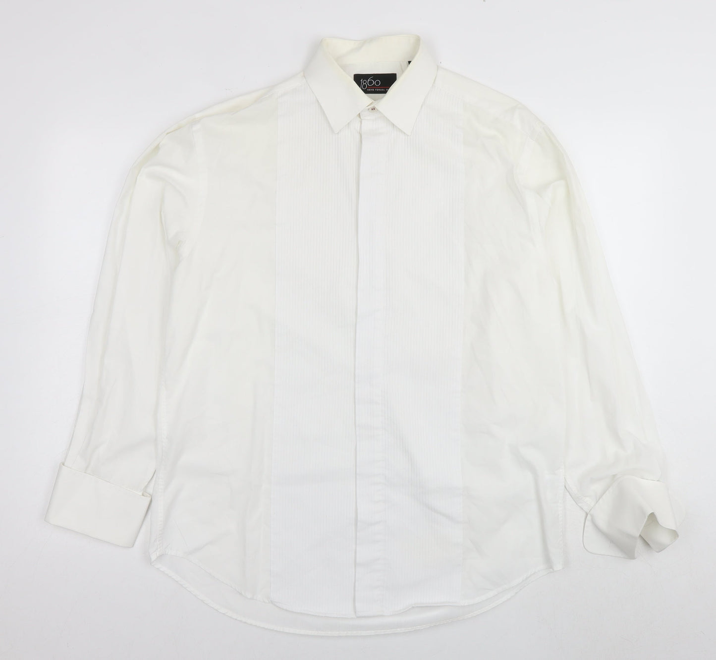 1860 Menswear Mens White Polyester Dress Shirt Size 15.5 Collared Button - Collar 15.5''