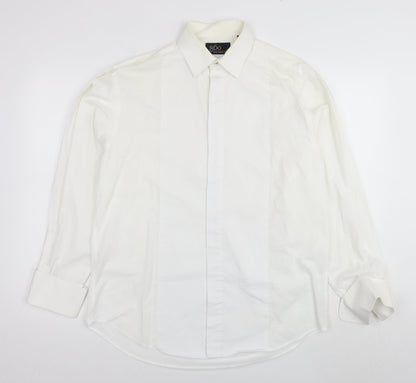 1860 Menswear Mens White Polyester Dress Shirt Size 15.5 Collared Button - Collar 15.5''