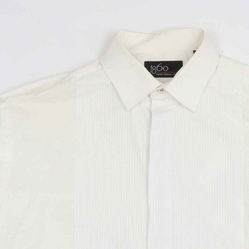 1860 Menswear Mens White Polyester Dress Shirt Size 15.5 Collared Button - Collar 15.5''