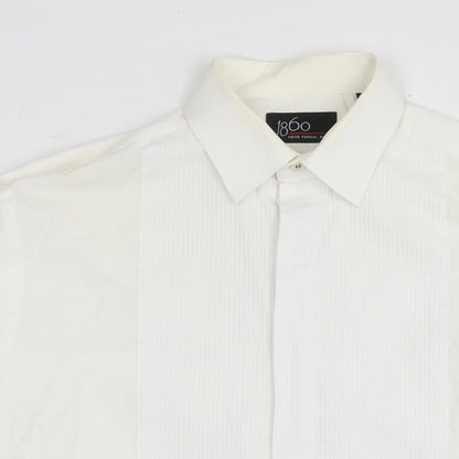 1860 Menswear Mens White Polyester Dress Shirt Size 15.5 Collared Button - Collar 15.5''