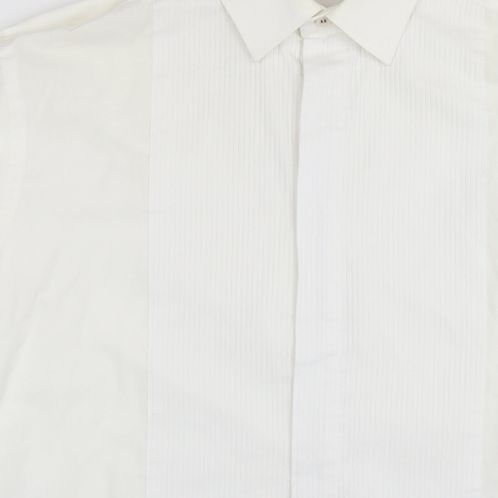 1860 Menswear Mens White Polyester Dress Shirt Size 15.5 Collared Button - Collar 15.5''