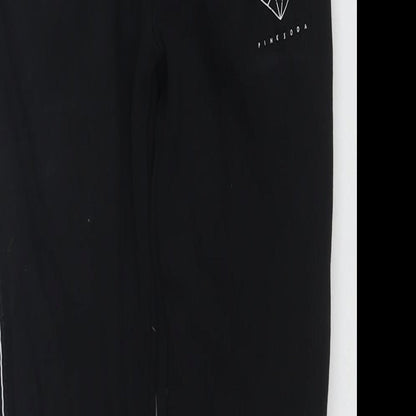 Pink Soda Womens Black Cotton Jogger Trousers Size 8 L26 in Regular Drawstring - Logo
