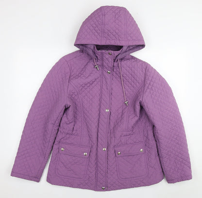 Womens UK Size 14 EWM Purple Quilted Coat