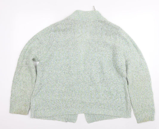 DASH Womens Green V-Neck Acrylic Cape Jumper Size 18