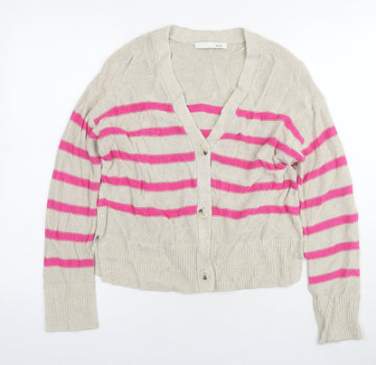 Womens UK Size 6 Oui Beige Cardigan Jumper