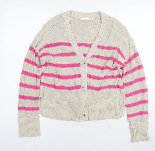Womens UK Size 6 Oui Beige Cardigan Jumper