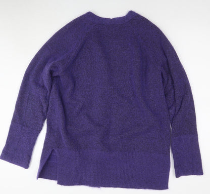 Autograph Womens Purple V-Neck Polyester Cardigan Jumper Size M