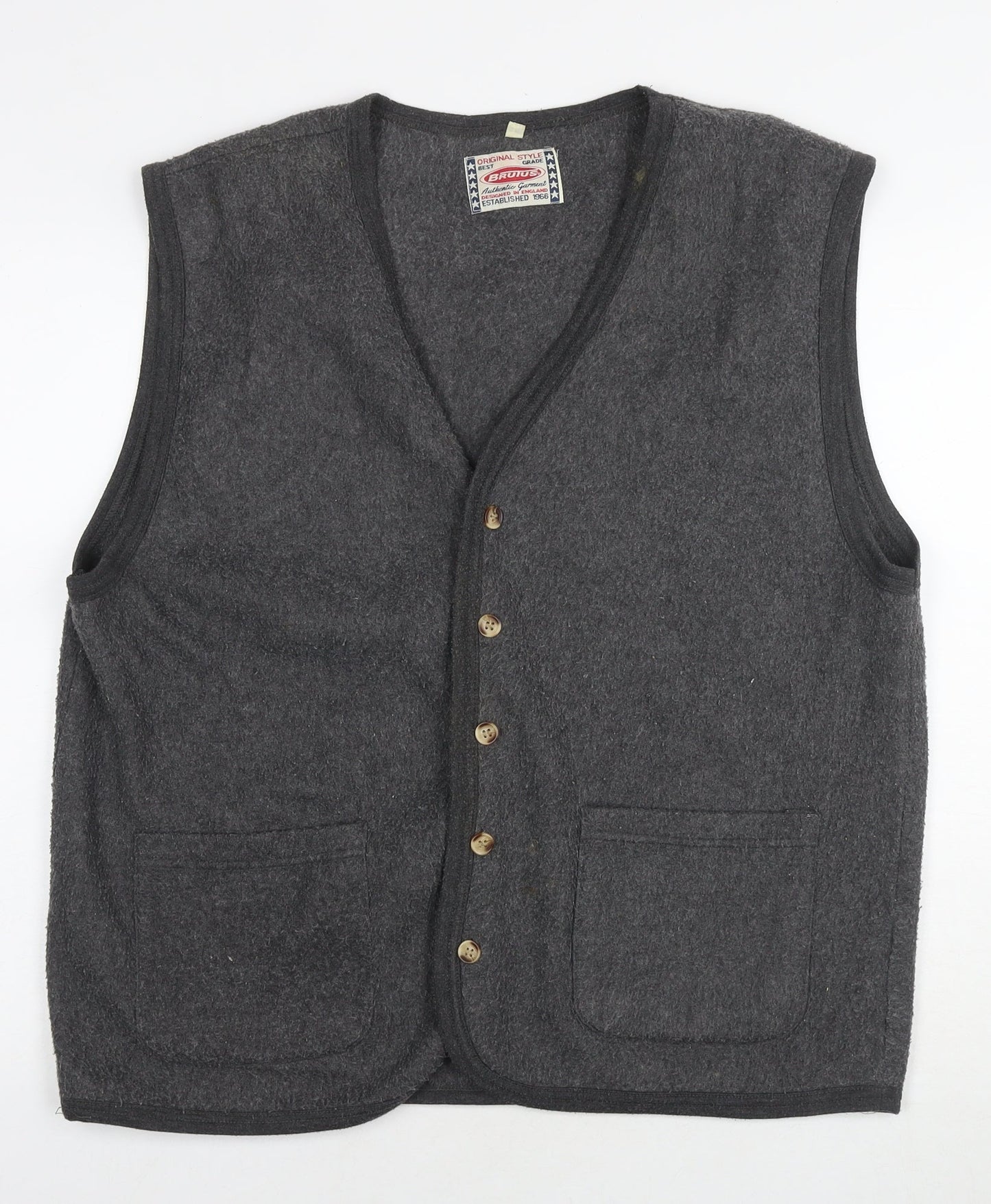 Brutus Womens Grey Gilet Waistcoat Size L Button