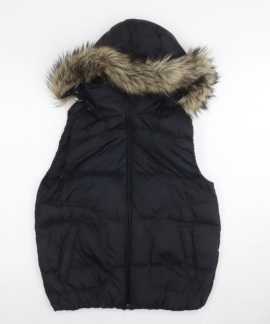 Gap Womens Black Gilet Waistcoat Size M Zip