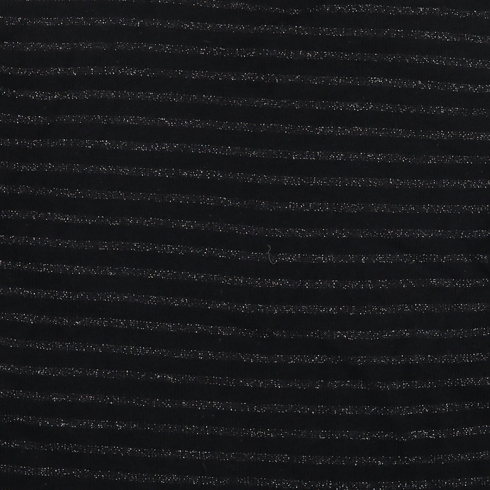 Bolongaro Trevor Womens Black Round Neck Striped Acrylic Pullover Jumper Size L - Glitter Detail
